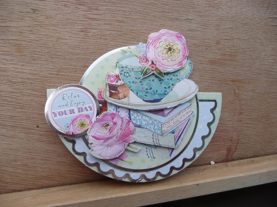 Ladies rocker birthday card decoupage cute