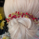 Red and Gold Hair Vine, Elven Bridal Headpiece, Fairy Crown