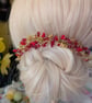 Red and Gold Hair Vine, Elven Bridal Headpiece, Fairy Crown