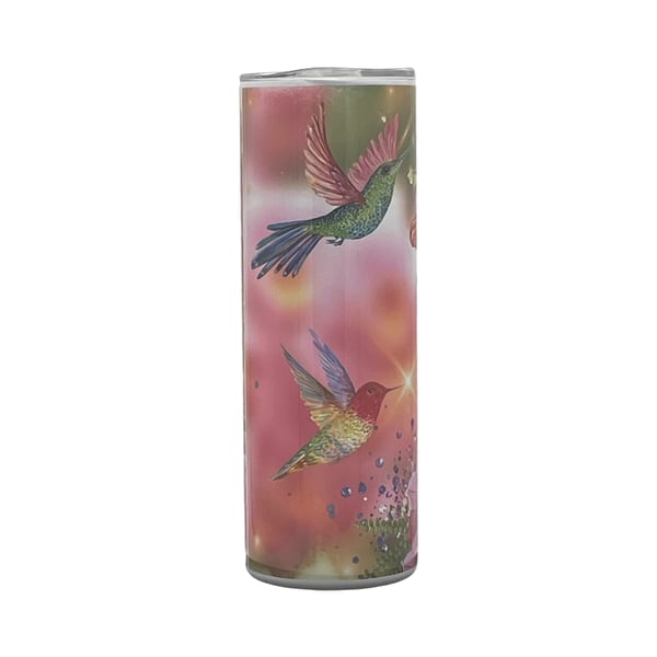 Hummingbird and Butterfly Floral Sparkle Tumbler