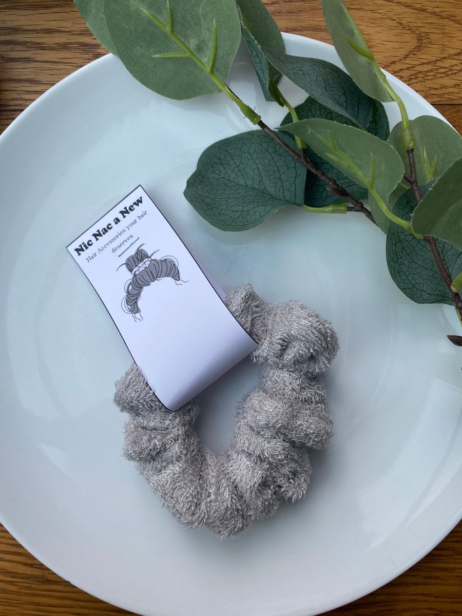 100% organic Bamboo Cotton Towel Scrunchie Mini, grey