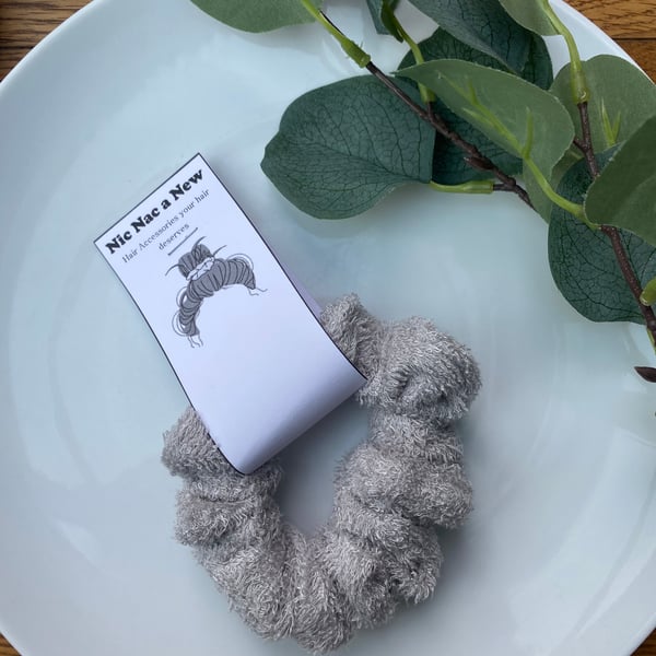 100% organic Bamboo Cotton Towel Scrunchie Mini, grey