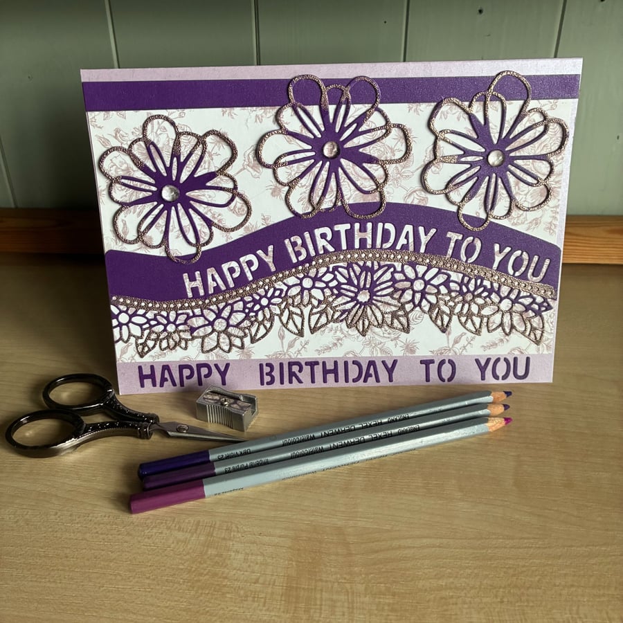 Handmade Embossed Birthday Card 
