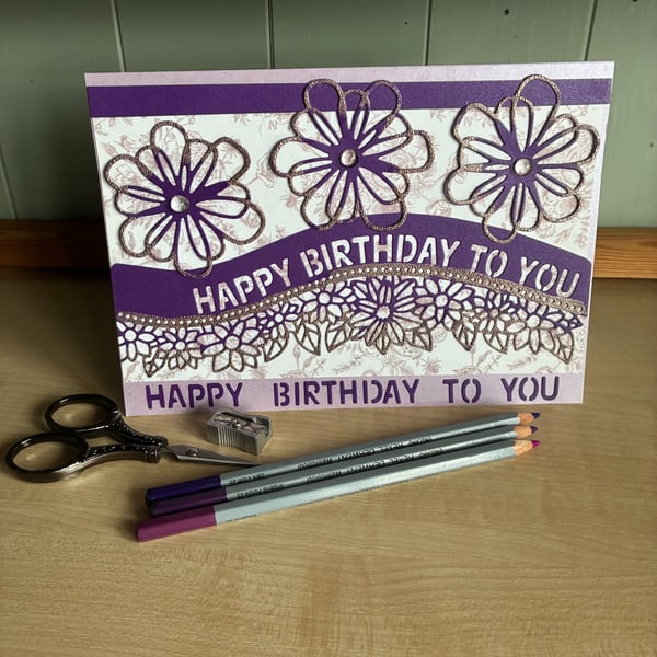 Handmade Embossed Birthday Card 