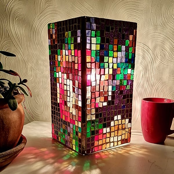 Stained Glass Depixellated Rose Lamp