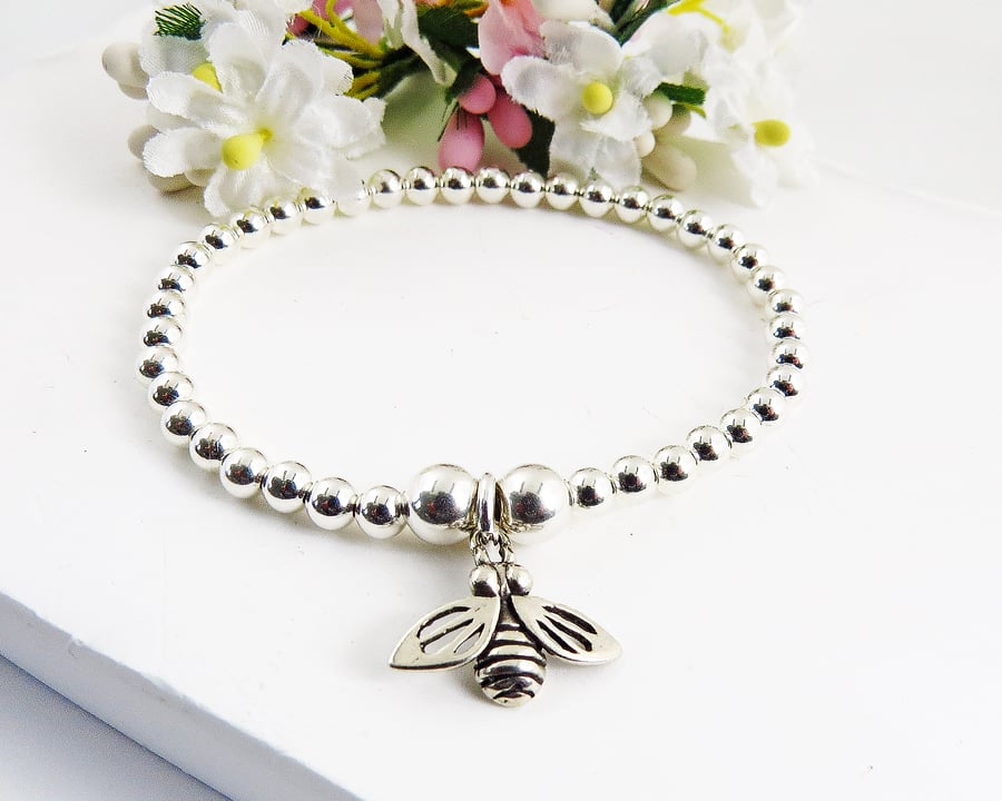 Sterling Silver Bee Charm Bracelet