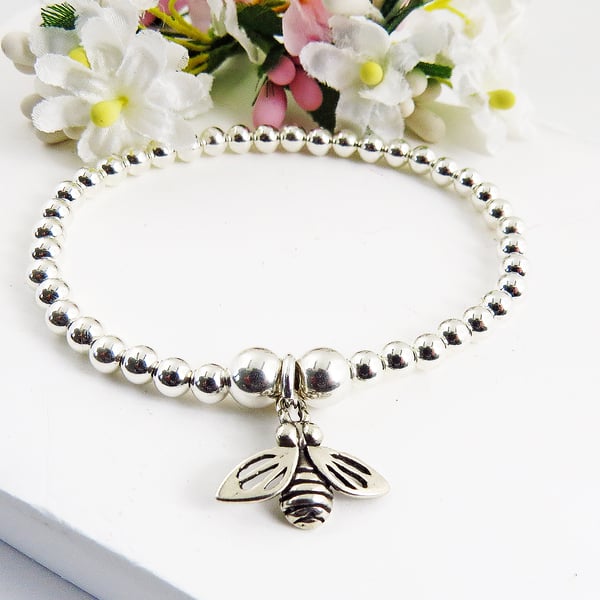 Sterling Silver Bee Charm Bracelet