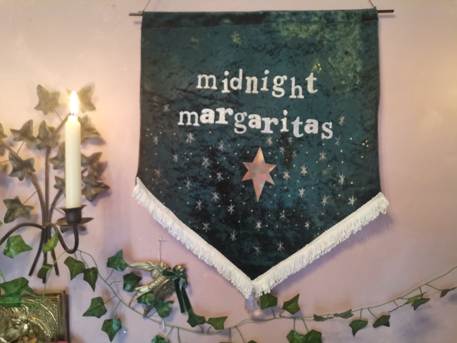 Practical Magic inspired banner, velvet art, witch decor