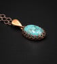Natural Turquoise and copper handmade semiprecious stone pendant necklace - Image 1