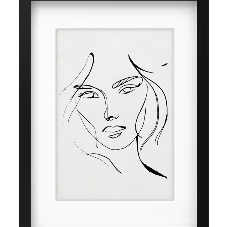 Vintage Feather and Ink Art - Woman's Face - Bl... - Folksy