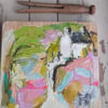 Cottage painting on square wooden block 
