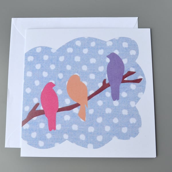 Brightly coloured birds blank card