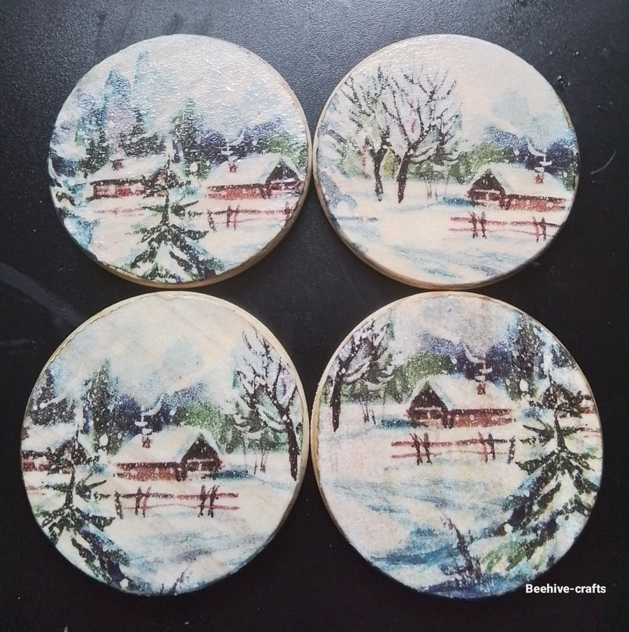 Winter scene coasters 