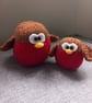 2 x Hand Knitted Christmas Robins - Toy - Unique Gift 