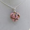Rhodonite Gemstone Heart Pendant, Sterling Silver Necklace, Pink Heart Jewellery