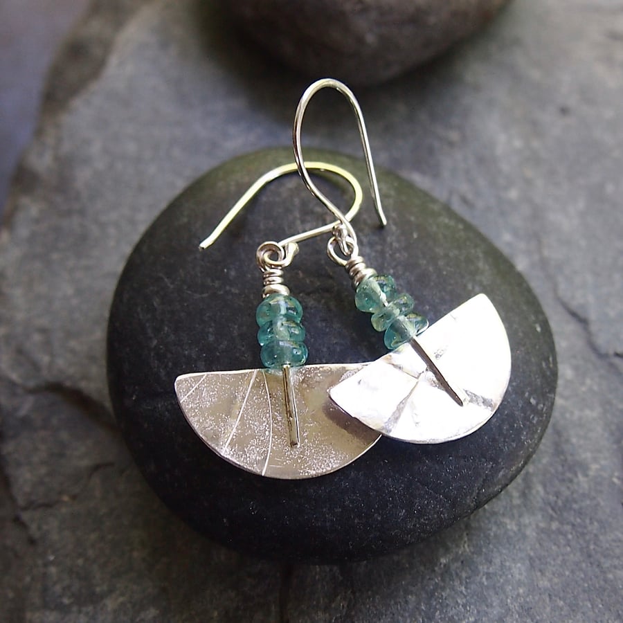 Sterling Silver Semi Circle Earrings with Apatite