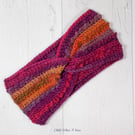 Autumn colours crochet twist ear warmer. Crochet ear warmer. Autumn headband. 