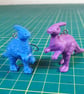 Purple and Blue Parasaurolophus Soft Plastic Dinosaur Earrings - Upcycled Toys - Image 2