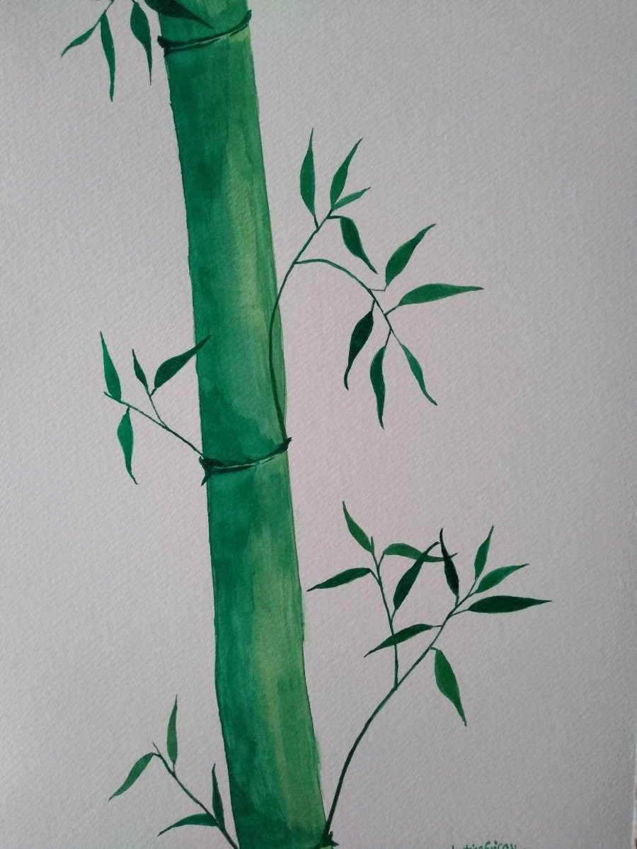 Original Watercolour Painting Bamboo A4
