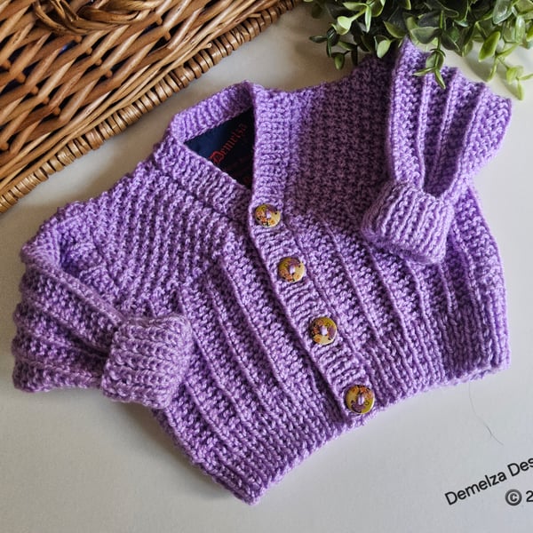 Hand Knitted Baby Girl''s Cardigan 0-3 months size