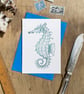 Seahorse Illustrated Blank Greeting Card