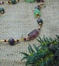 Ruby in Zoisite beads & glass flower beads necklace with gold plate charm - Image 2