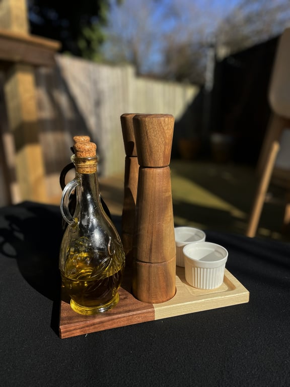 Oil & Spice Tray – Walnut & Tulipwood Kitchen Organizer – No.2