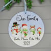 Our Family Personalised Family Bauble Keepsake. Christmas Tree Snowman Ornament