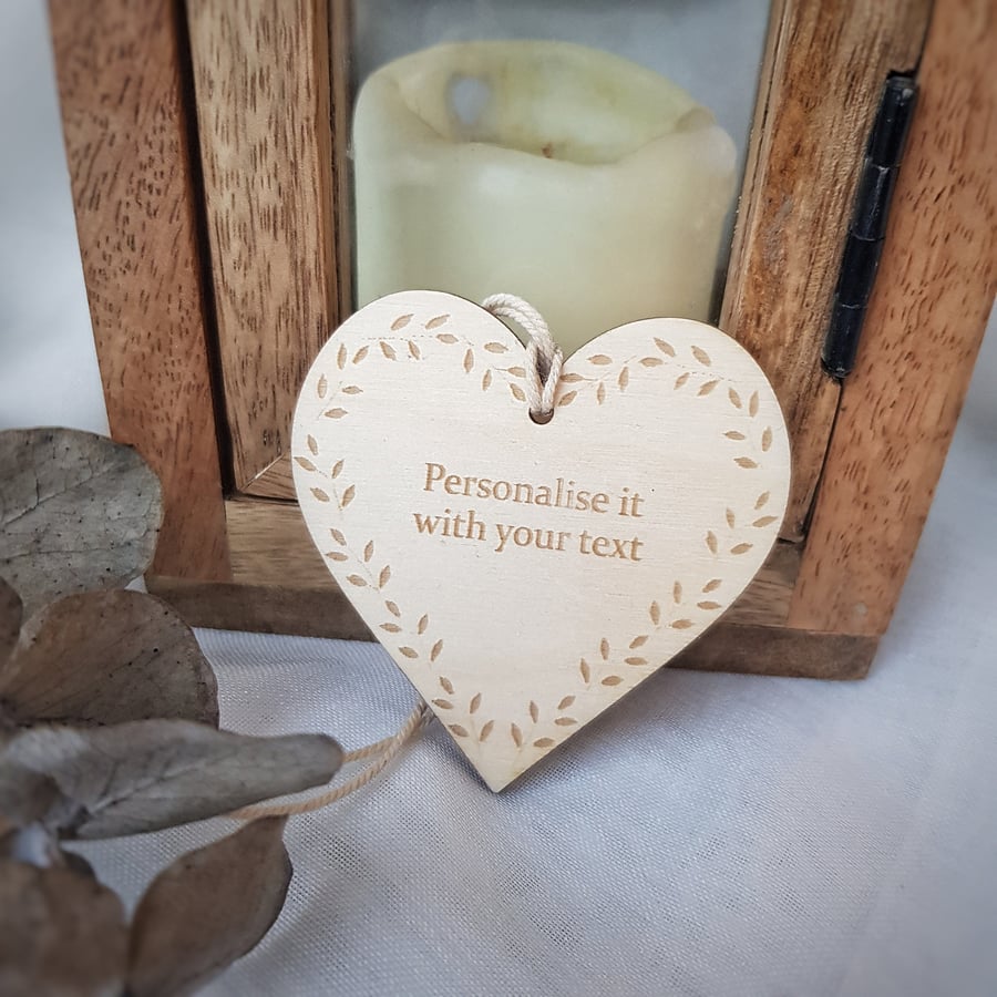 Rustic wooden gift tag plaque keepsake, Personalise it with your text