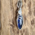925 Silver & Natural Blue Labradorite Necklace Pendant Gift Crystal Jewellery