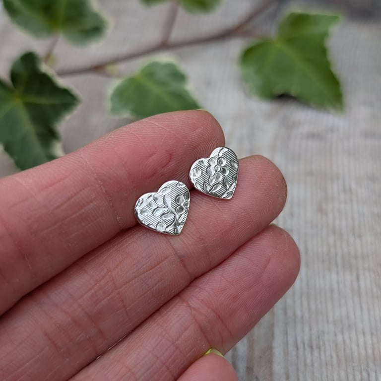 Sterling Silver Floral Heart Stud Earrings - JBJ3028