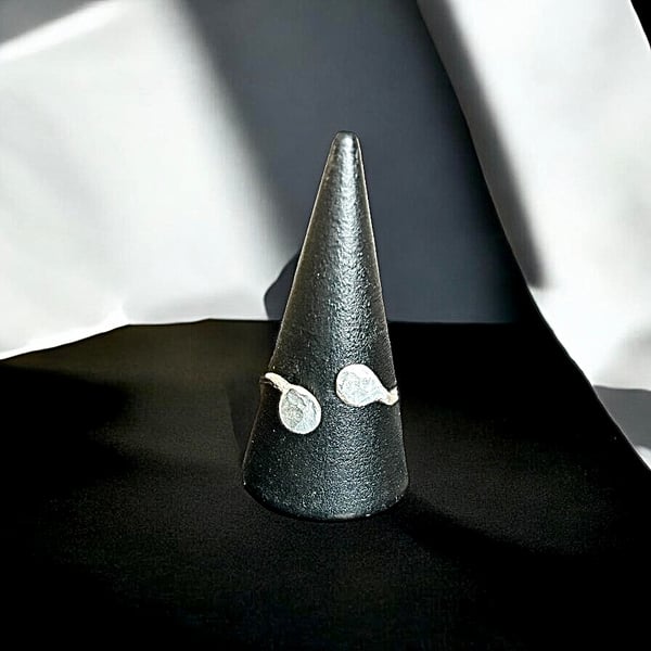  Sterling Silver Hammered Mens Ring, Adjustable, T-U, Bespoke to Owner- Gift Box