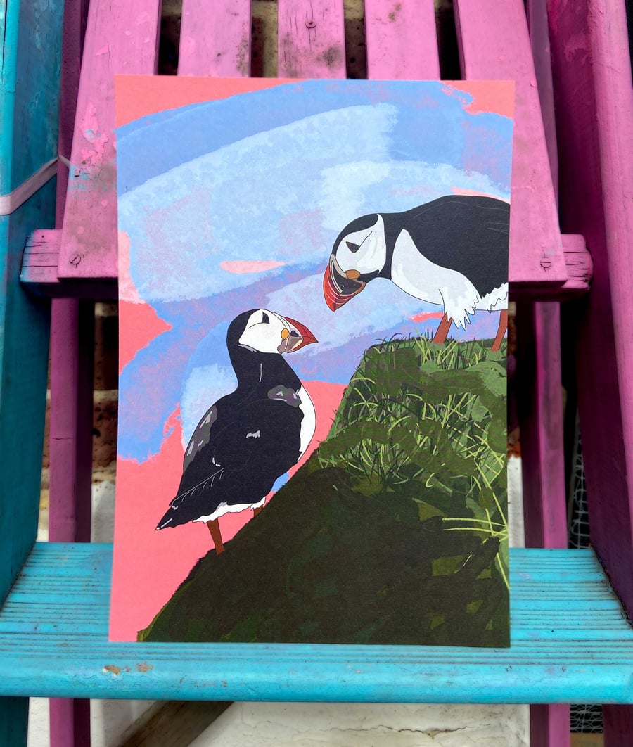 Here's looking at you Puffin - A4 Puffin Illustration Wall Art