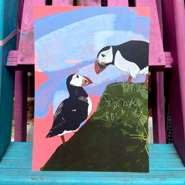 Here's looking at you Puffin - A4 Puffin Illustration Wall Art