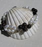 White Freshwater Pearl & Red Garnet Gemstone Bracelet "Regal Sundae" - Image 2