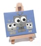 Robot Family Mini Art - small original acrylic painting, gift for geeks - Image 2
