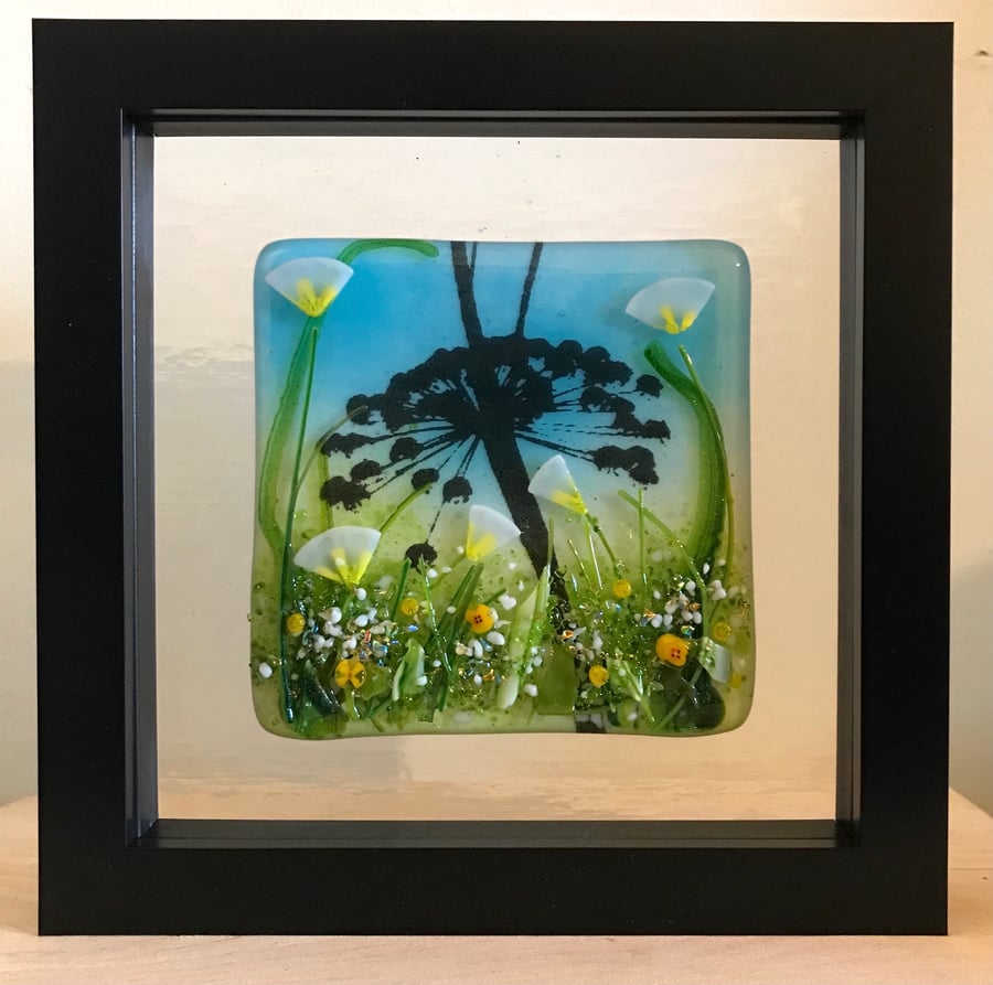 Cow Parsley White Flower Meadow Glass Panel