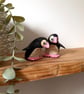 Pink Paper Puffins, Set of 2, handmade nature inspired seabird art gifts 