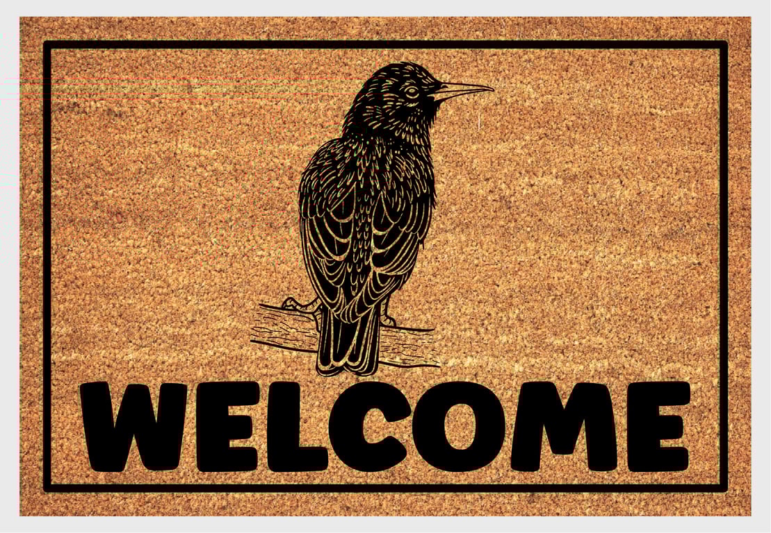 Starling Bird Door Mat - Personalised Starling Welcome Mat - 3 Sizes
