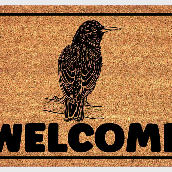 Starling Bird Door Mat - Personalised Starling Welcome Mat - 3 Sizes