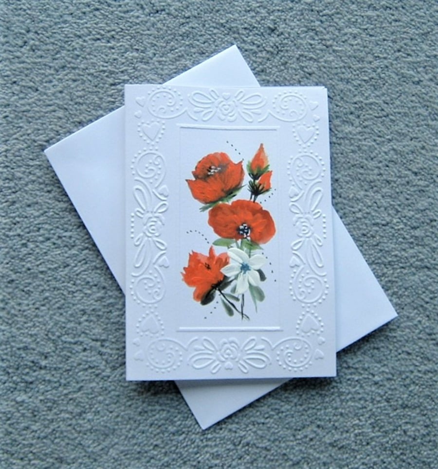 hand painted floral all occasion greetings card ( ref F 43 )