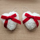 Snowy White Fluffy Hanging Hearts 