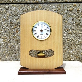 Ash & Walnut Wood Quartz Pendulum Clock - Handmade