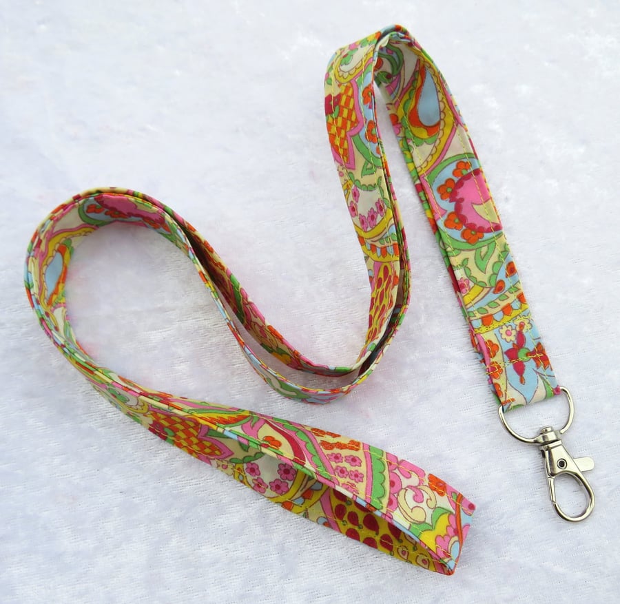 Liberty Tana Lawn lanyard, with swivel lobster clip, paisley