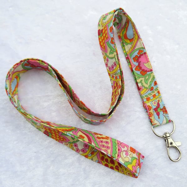 Liberty Tana Lawn lanyard, with swivel lobster clip, paisley