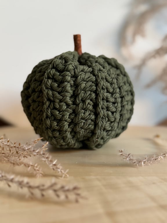 Dark Green Knitted Pumpkin