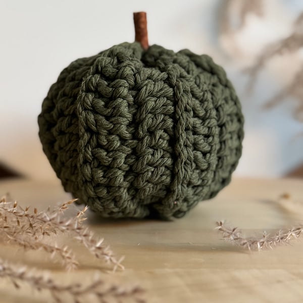 Dark Green Knitted Pumpkin