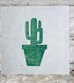 Hand Burnished Cactus Linoprint: Japanese Paper Wall Art - Image 2