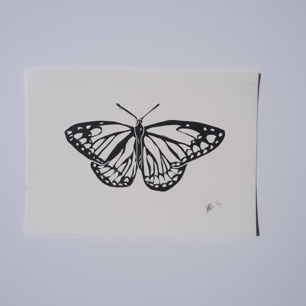 Butterfly Handprinted Original Block Print