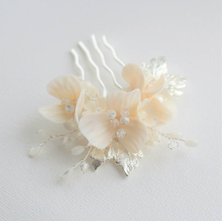Bridal hair comb, floral hair adornment - Folksy